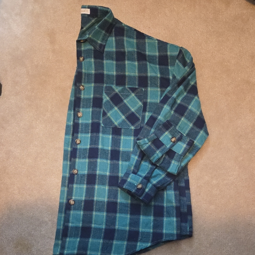 Plaid Button Down Shirt - Blue and Green